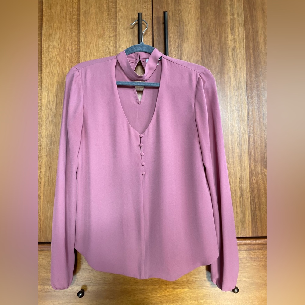 Wayf Dusty Rose Blouse with Button Accents